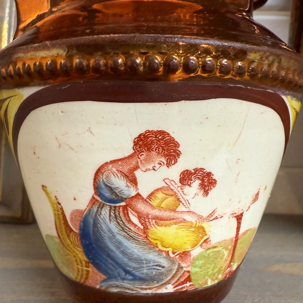 Antique Victorian English  Pottery Copper Luster Ware Jug/Pitcher 1840 - Picture 8 of 10